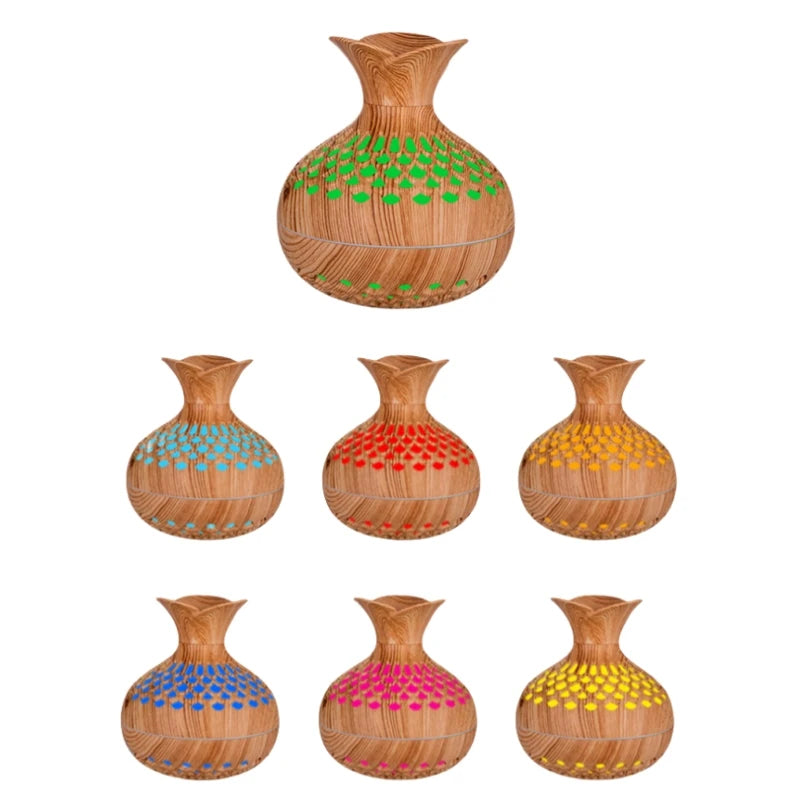 Wood Grain Mini Vase Air Humidifier USB Electric Ultrasonic Water Aroma Essential Oil Diffuser Home Room Fragrance Air Purifier